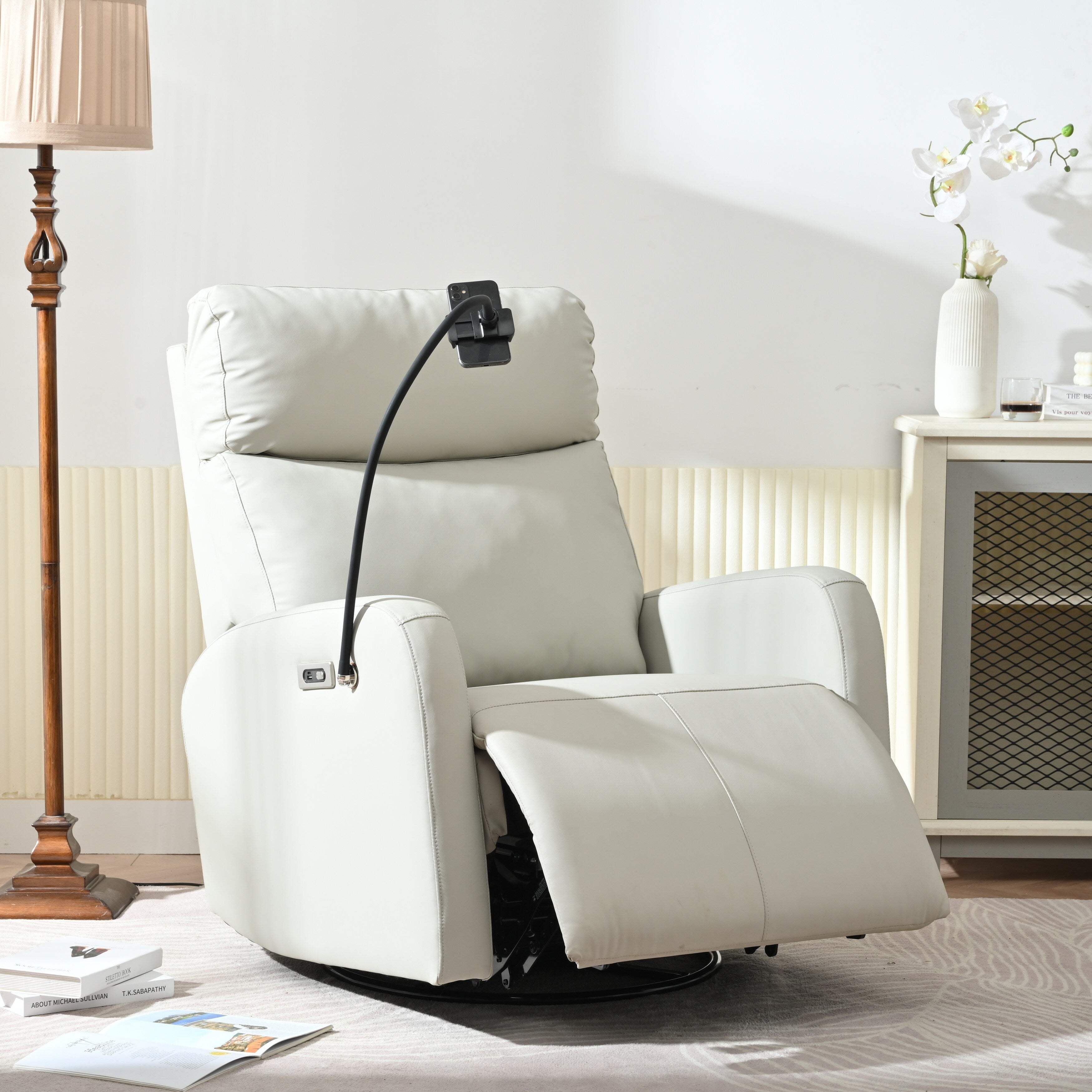 270° Swivel Rocking Recliner with USB Ports, Electric Recline, and Overstuffed Comfort for Ultimate Relaxation