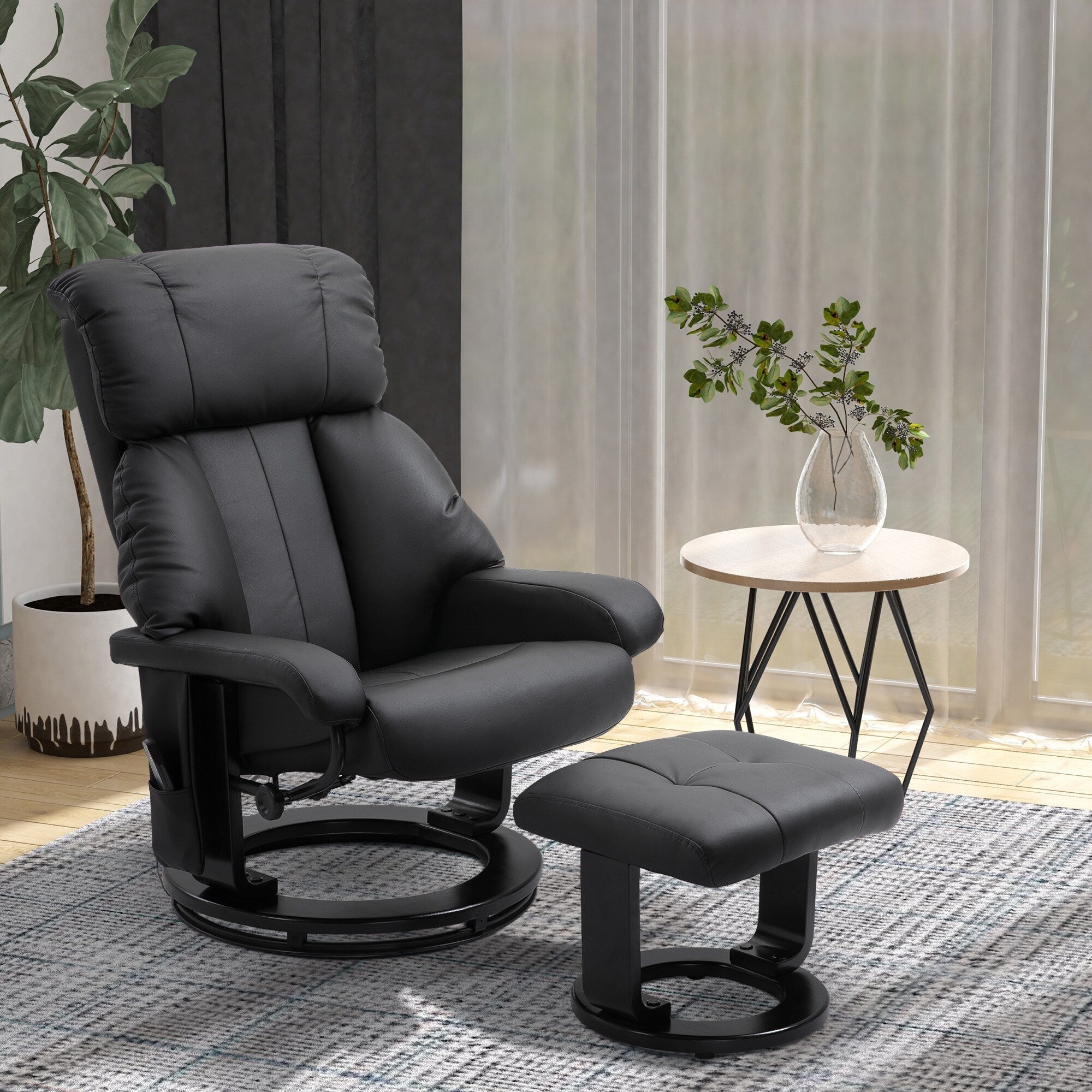 10 Point Vibration Massage Lounge Chair PU Leather Swivel Recliner Chair with Adjustable Backrest, Footrest and Remote