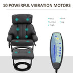 10 Point Vibration Massage Lounge Chair PU Leather Swivel Recliner Chair with Adjustable Backrest, Footrest and Remote