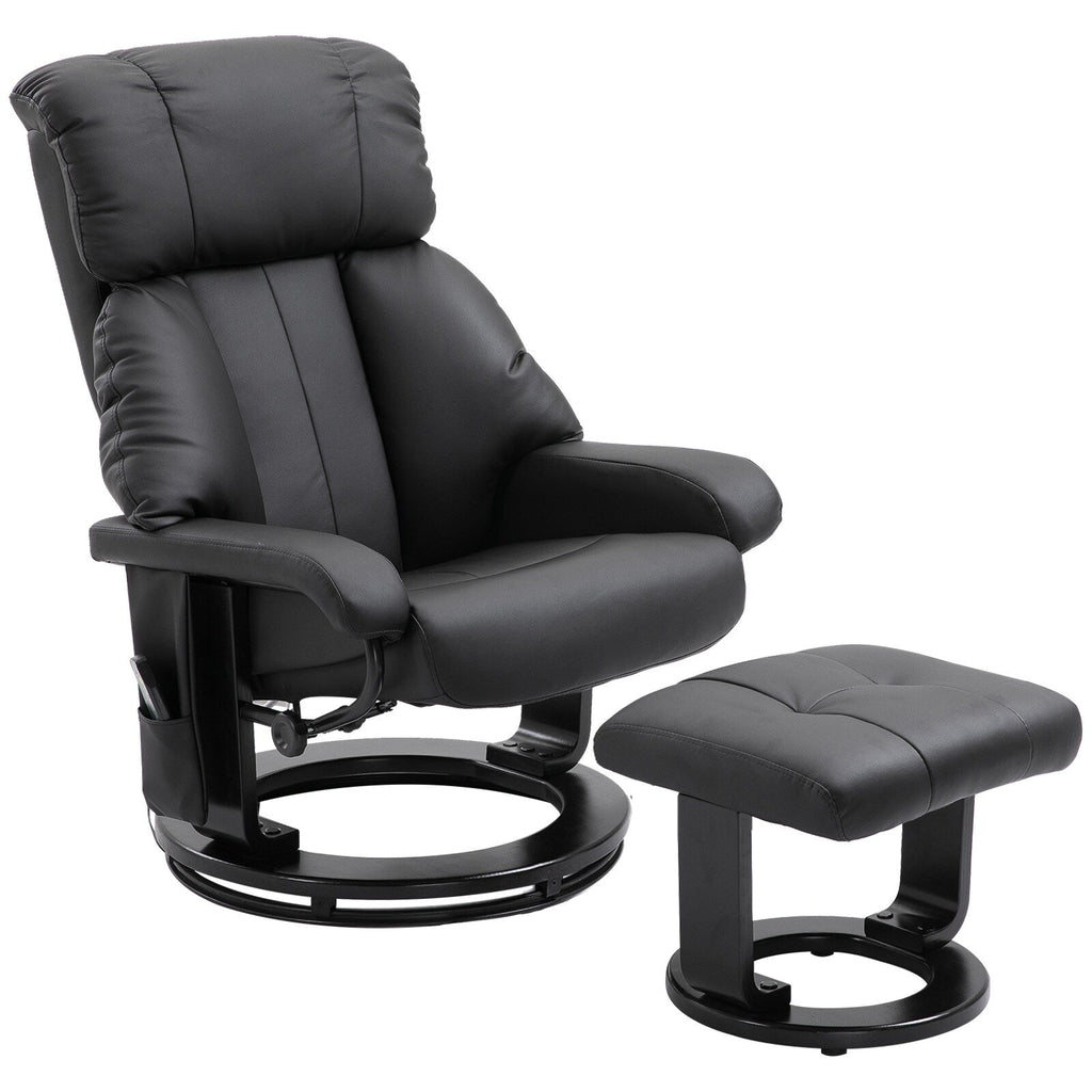 10 Point Vibration Massage Lounge Chair PU Leather Swivel Recliner Chair with Adjustable Backrest, Footrest and Remote