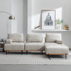 100.7'' Fabric L-Shaped Sofa with Movable Ottoman and Metal Legs