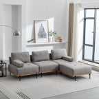 100.7'' Fabric L-Shaped Sofa with Movable Ottoman and Metal Legs