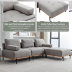100.7'' Fabric L-Shaped Sofa with Movable Ottoman and Metal Legs