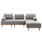 100.7'' Fabric L-Shaped Sofa with Movable Ottoman and Metal Legs