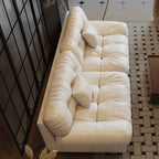 102.4 3-Seat Mid-Century Leather Feather Sofa - 110.2 x 31.9
