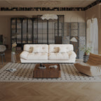 102.4 3-Seat Mid-Century Leather Feather Sofa - 110.2 x 31.9