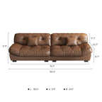 102.4 3-Seat Mid-Century Leather Feather Sofa - 110.2 x 31.9