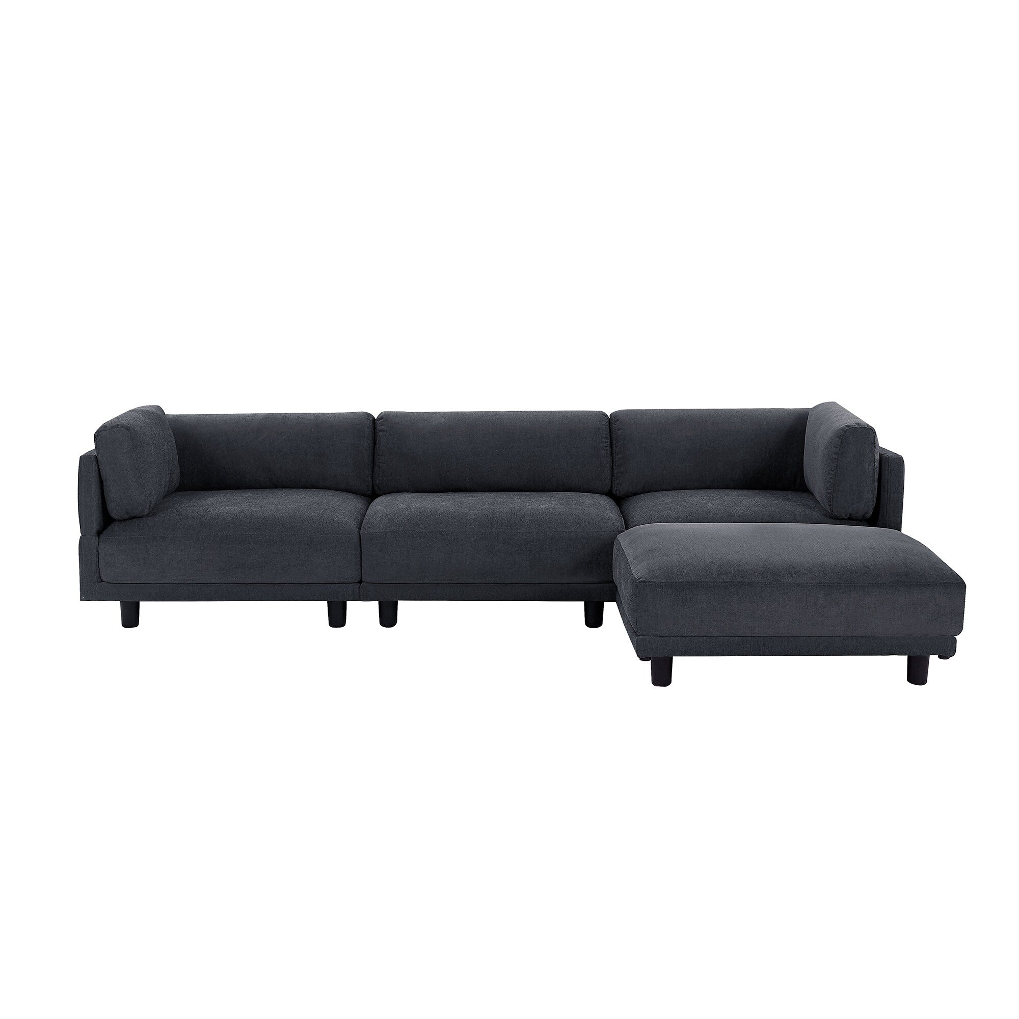 102.4 L-Shaped Polyester Sectional Sofa with Reversible Footstool, Thick Cushions, and Plastic Legs