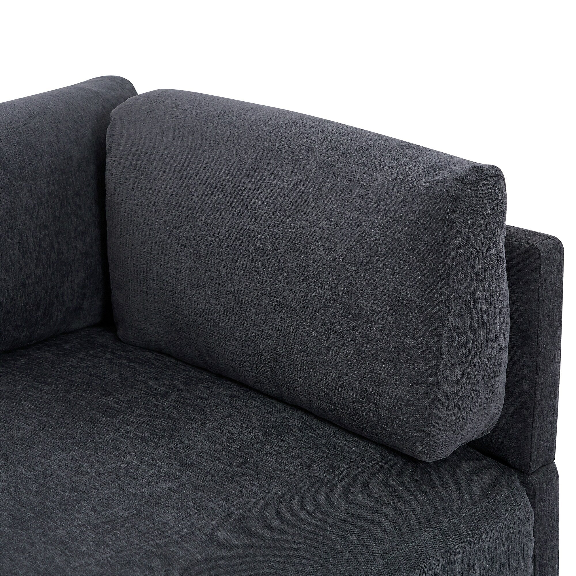 102.4 L-Shaped Polyester Sectional Sofa with Reversible Footstool, Thick Cushions, and Plastic Legs