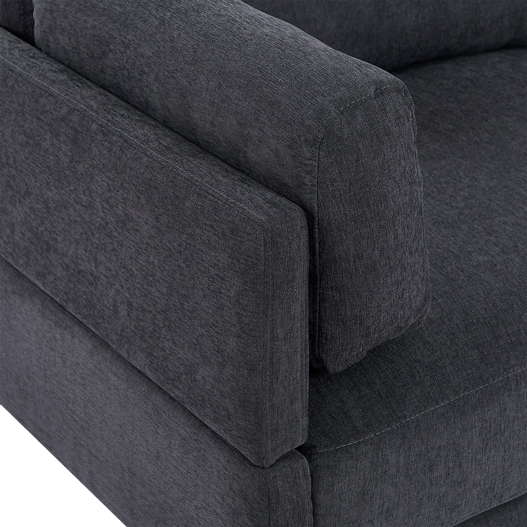 102.4 L-Shaped Polyester Sectional Sofa with Reversible Footstool, Thick Cushions, and Plastic Legs