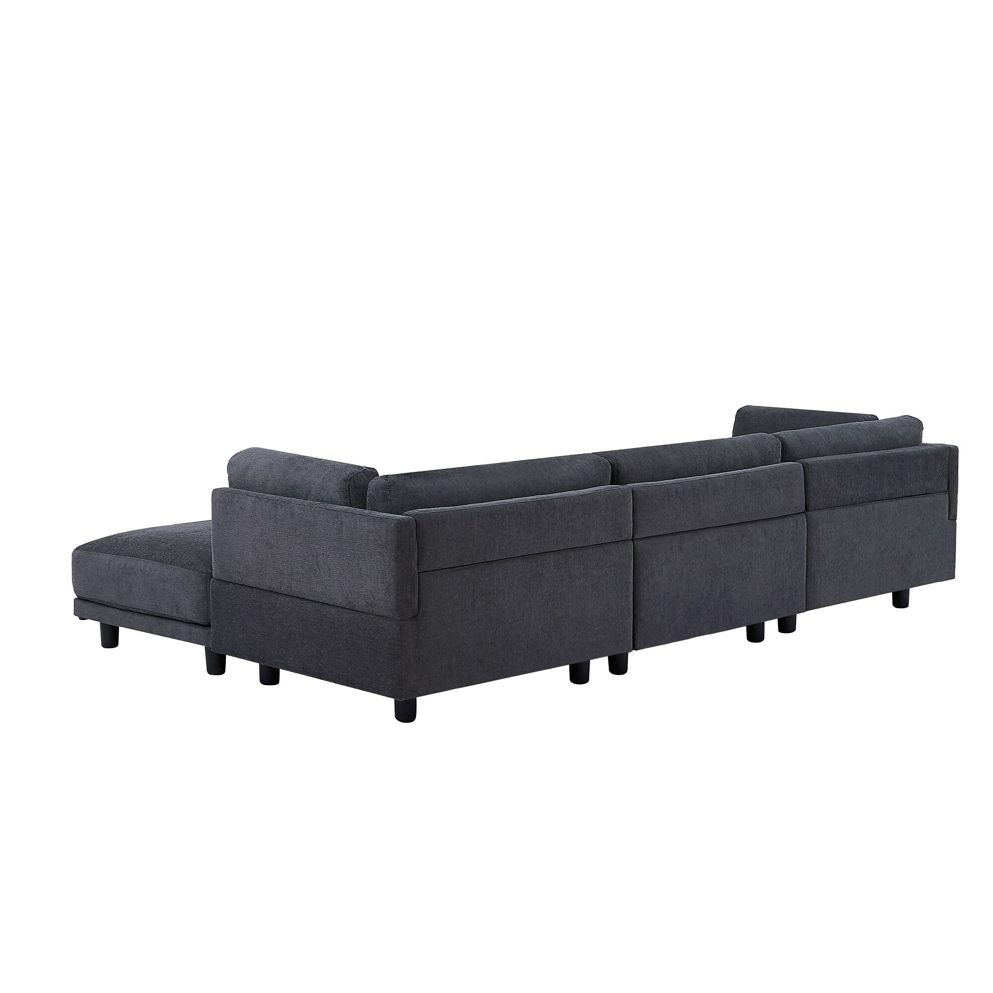 102.4 L-Shaped Polyester Sectional Sofa with Reversible Footstool, Thick Cushions, and Plastic Legs