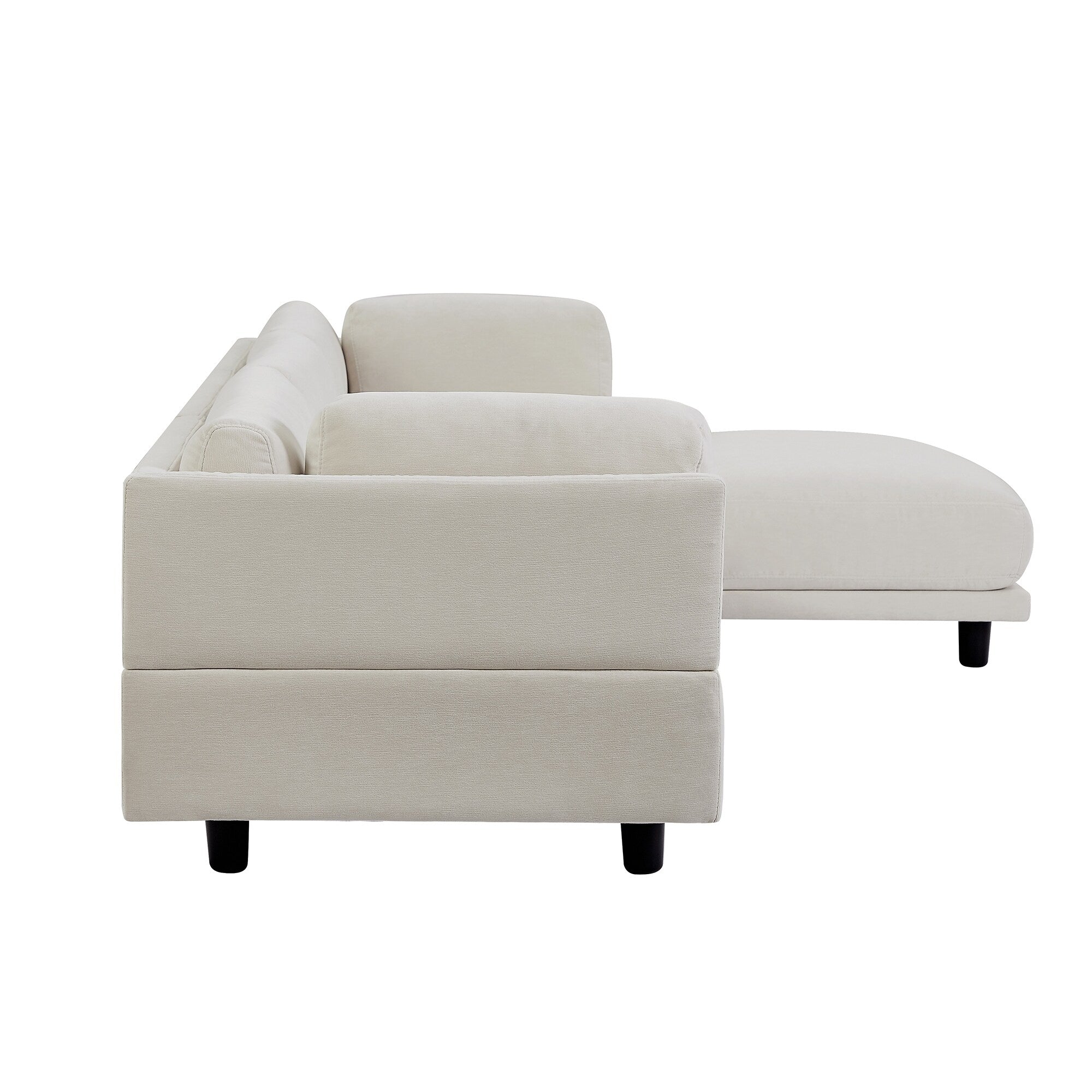 102.4 L-Shaped Polyester Sectional Sofa with Reversible Footstool, Thick Cushions, and Plastic Legs