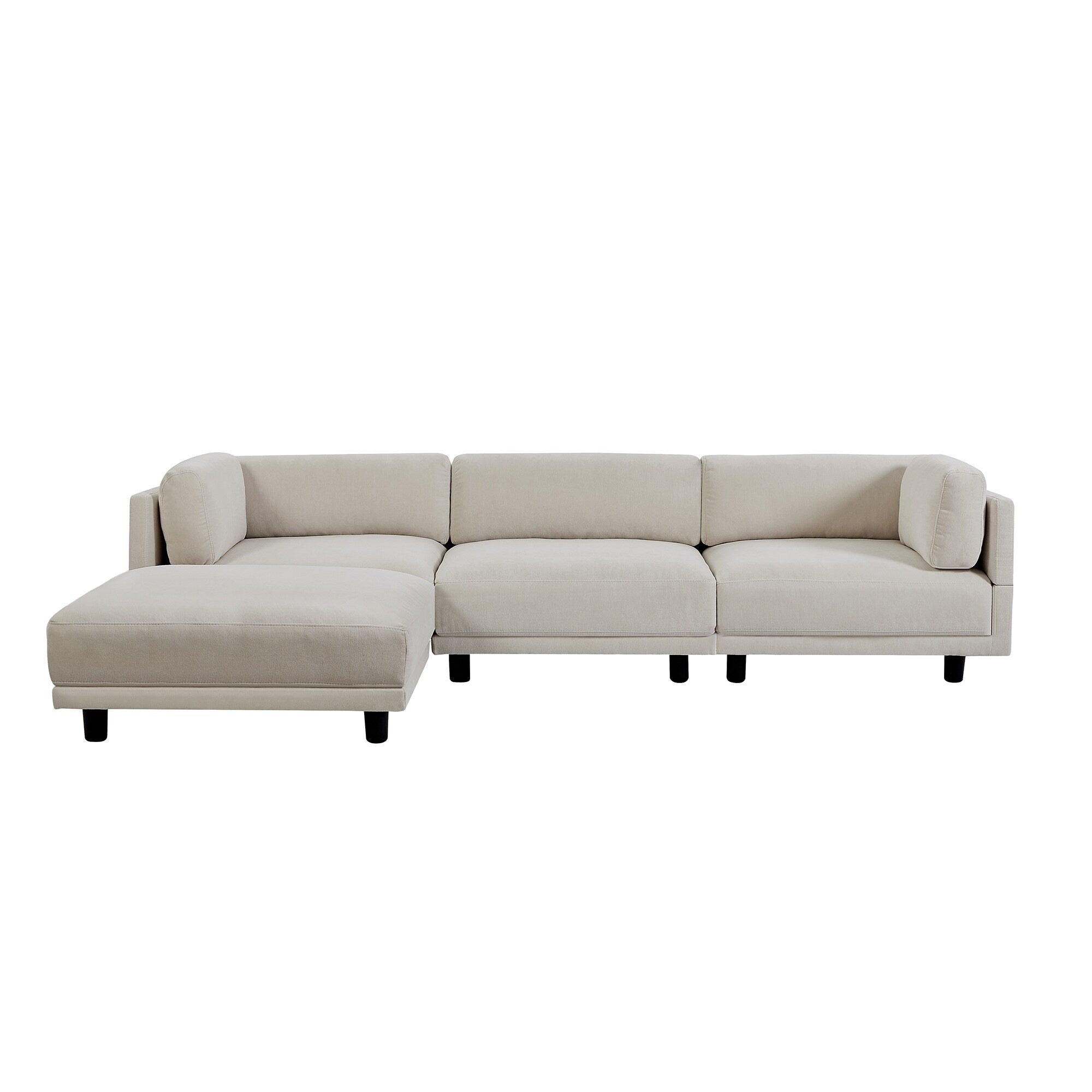 102.4 L-Shaped Polyester Sectional Sofa with Reversible Footstool, Thick Cushions, and Plastic Legs