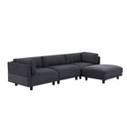 102.4'' L-Shaped Polyester Sectional Sofa with Reversible Footstool and Durable Legs