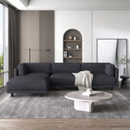 102.4'' L-Shaped Polyester Sectional Sofa with Reversible Footstool and Durable Legs