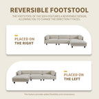 102.4'' L-Shaped Polyester Sectional Sofa with Reversible Footstool and Durable Legs