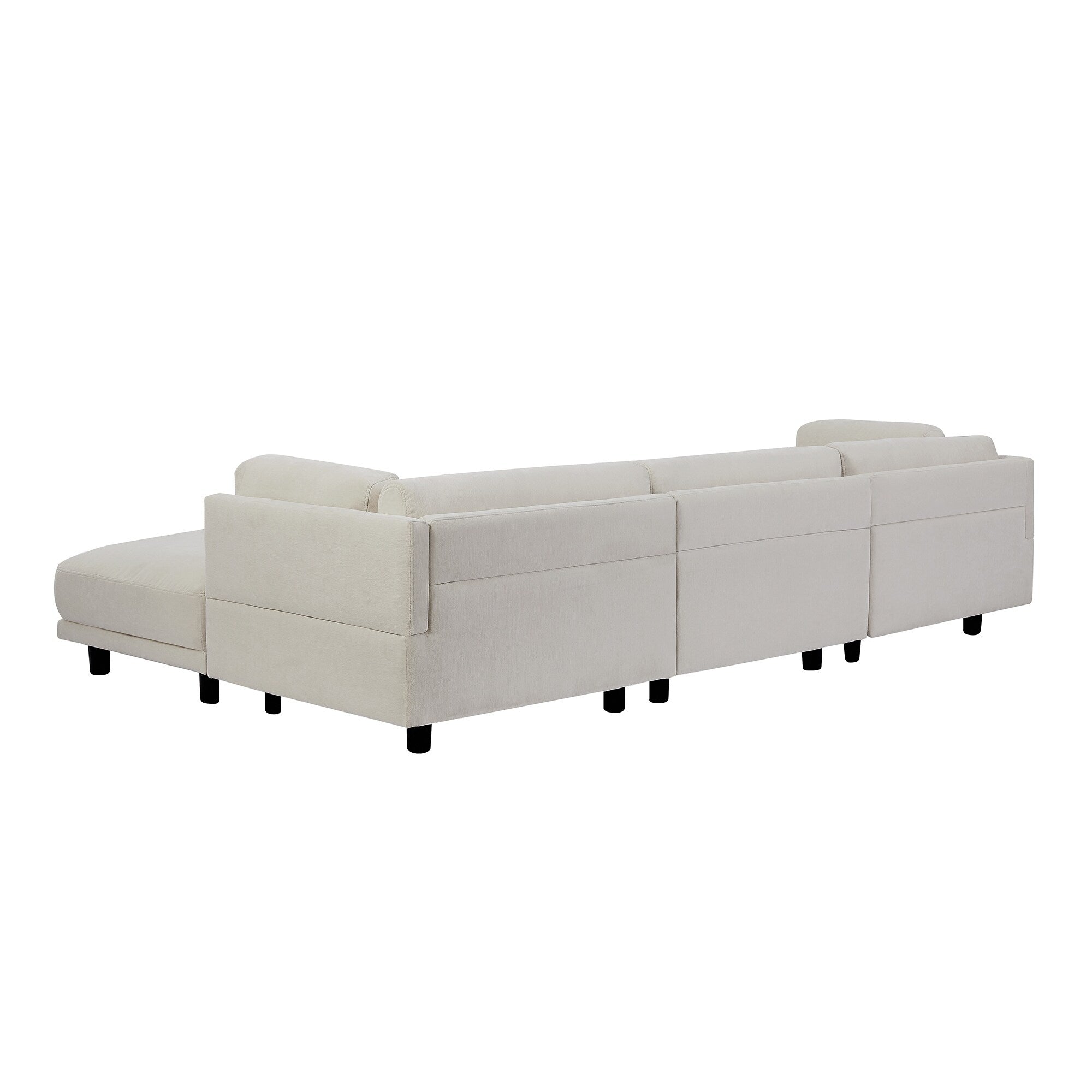 102.4'' L-Shaped Polyester Sectional Sofa with Reversible Footstool, Thick Cushions, and Durable Plastic Legs