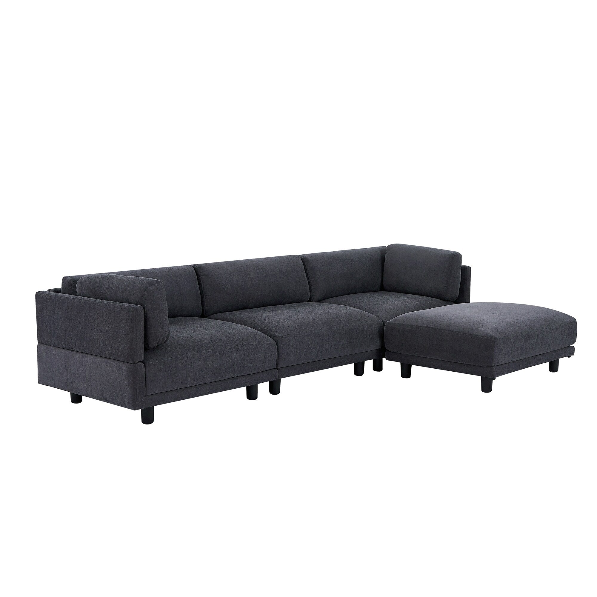 102.4'' L-Shaped Polyester Sectional Sofa with Reversible Footstool, Thick Cushions, and Durable Plastic Legs