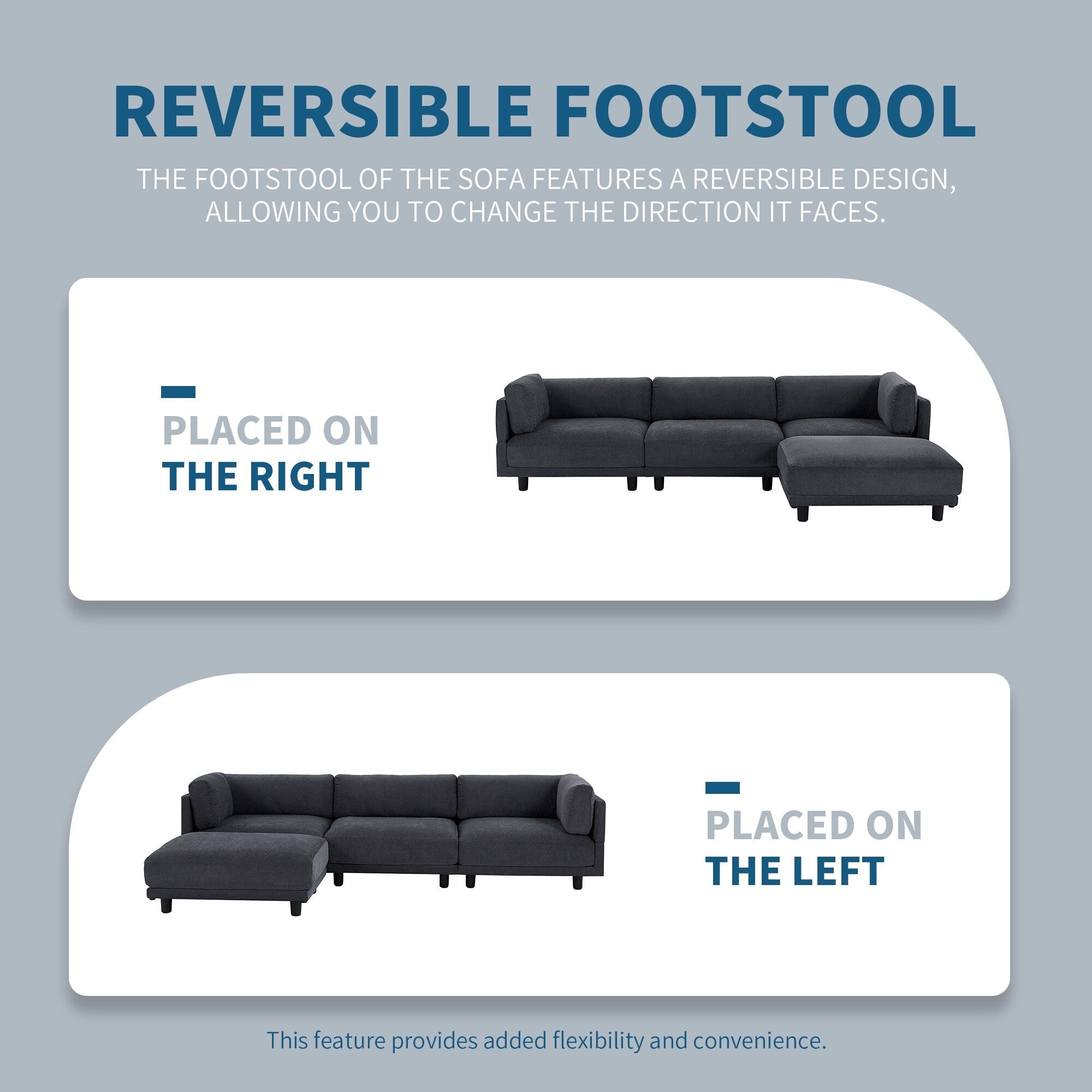 102.4'' L-Shaped Polyester Sectional Sofa with Reversible Ottoman, Plush Cushions, and Sturdy Plastic Base