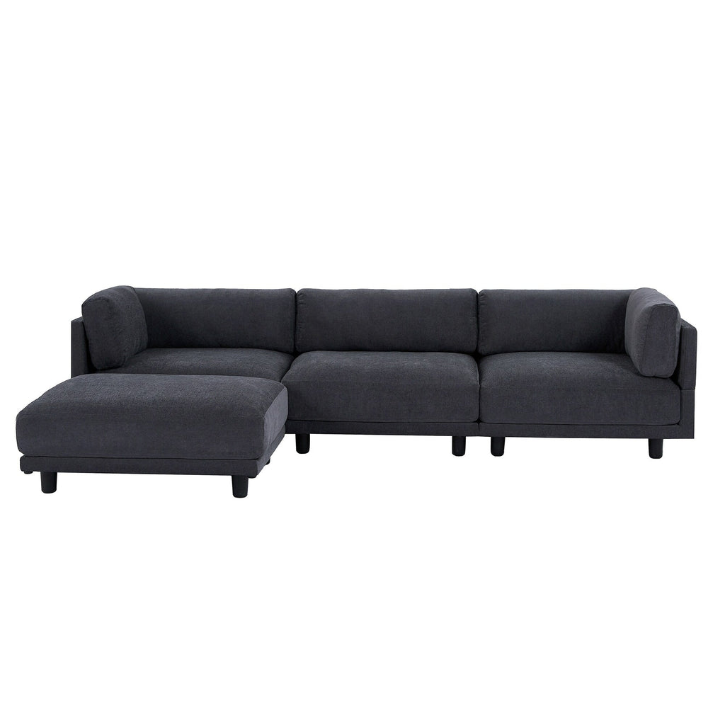102.4'' Polyester L-Shaped Sofa with Reversible Footstool