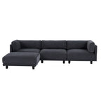 102.4'' Polyester L-Shaped Sofa with Reversible Footstool