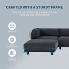 102.4'' Polyester L-Shaped Sofa with Reversible Footstool