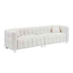 102'' Teddy Velvet 4-Seater Sofa with Metal Legs and Throw Pillows, Modern Multi-Directional Design for Living Room