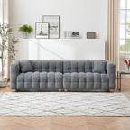 102'' Teddy Velvet 4-Seater Sofa with Metal Legs and Throw Pillows, Modern Multi-Directional Design for Living Room
