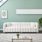 102'' Teddy Velvet 4-Seater Sofa with Metal Legs and Throw Pillows, Modern Multi-Directional Design for Living Room