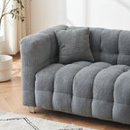 102'' Teddy Velvet 4-Seater Sofa with Metal Legs and Throw Pillows, Modern Multi-Directional Design for Living Room