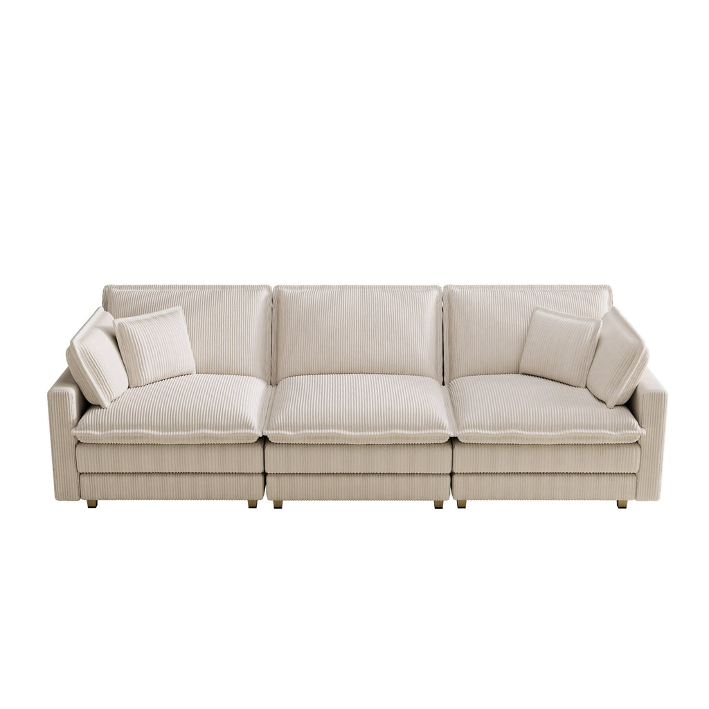 103 Corduroy Modern Classic 4-Seater Sofa - Deep Seat,With 4 Pillow For Living Room