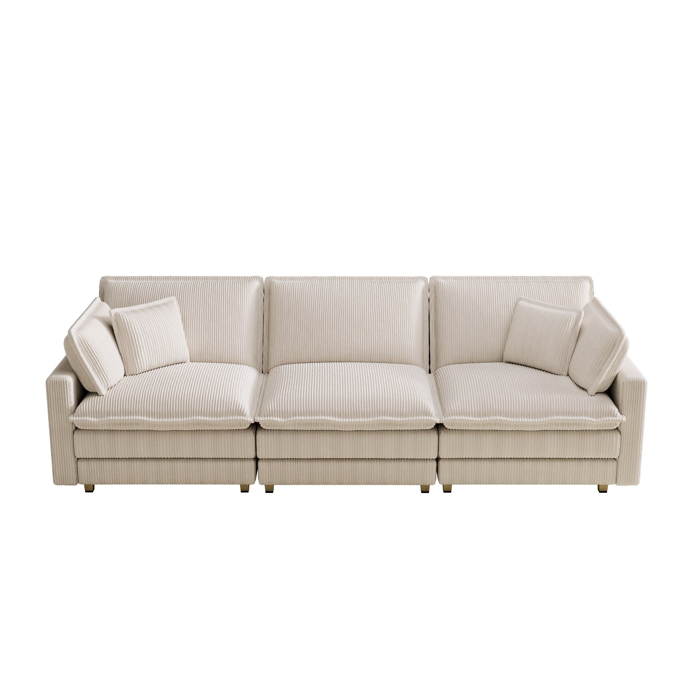 103 Corduroy Modern Classic 4-Seater Sofa - Deep Seat,With 4 Pillow For Living Room