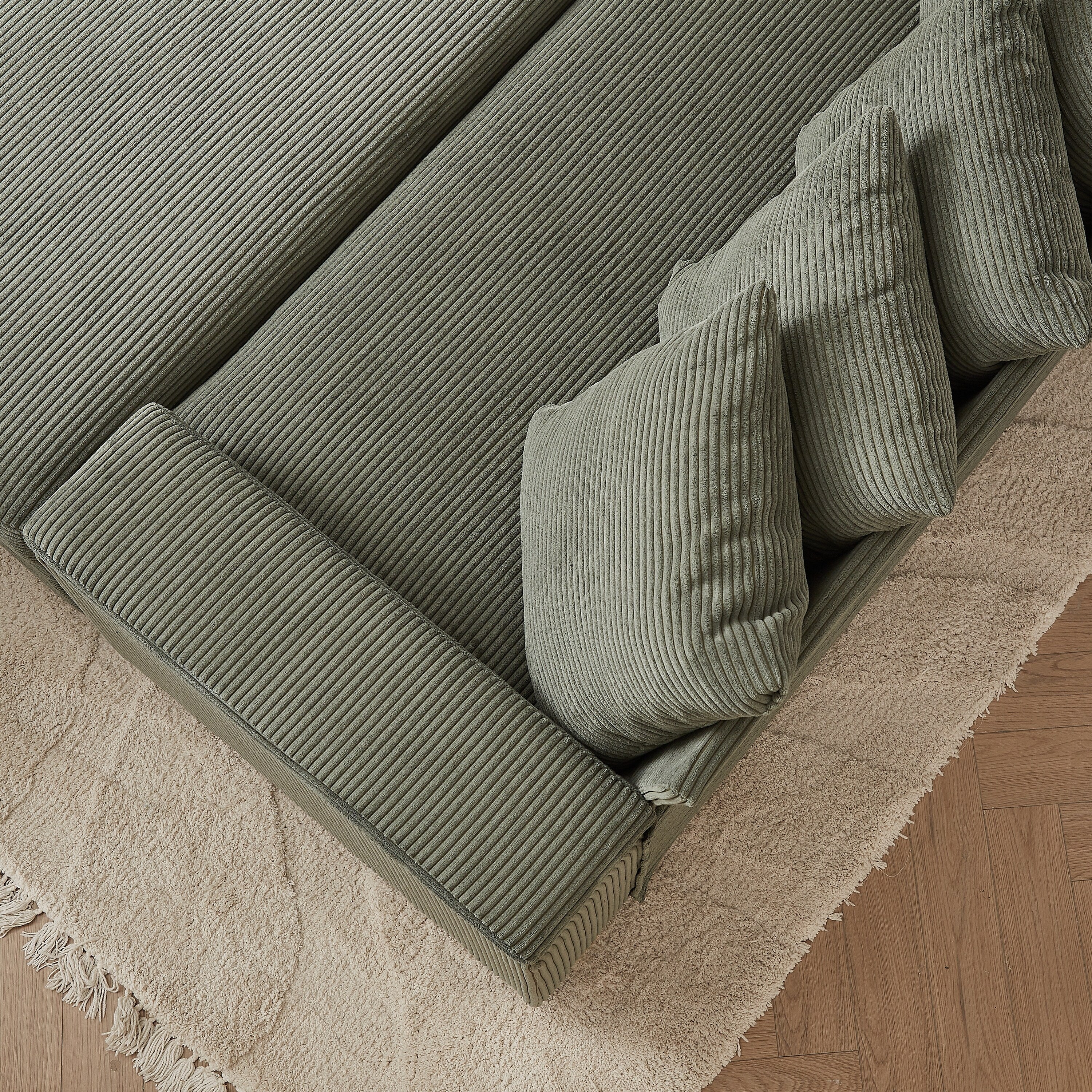 104-In Oversized Large Corduroy L Shaped Sofa with Chaise
