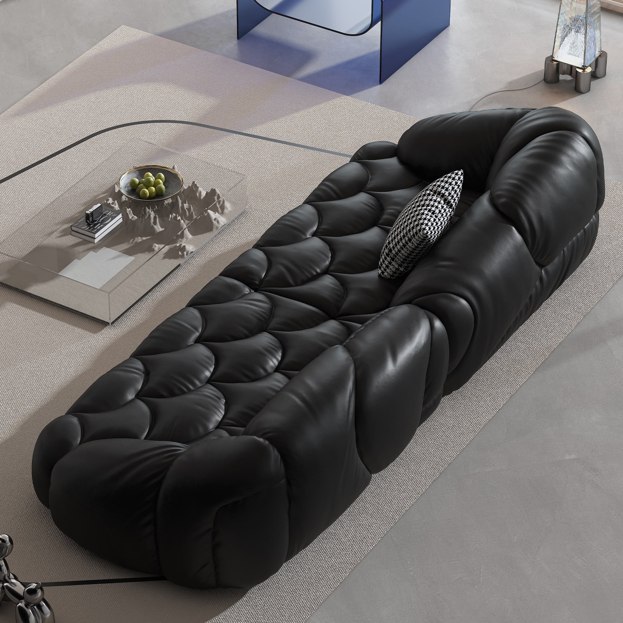 104.3 Leather Upholstered Sofa - 104.3 x 45.3