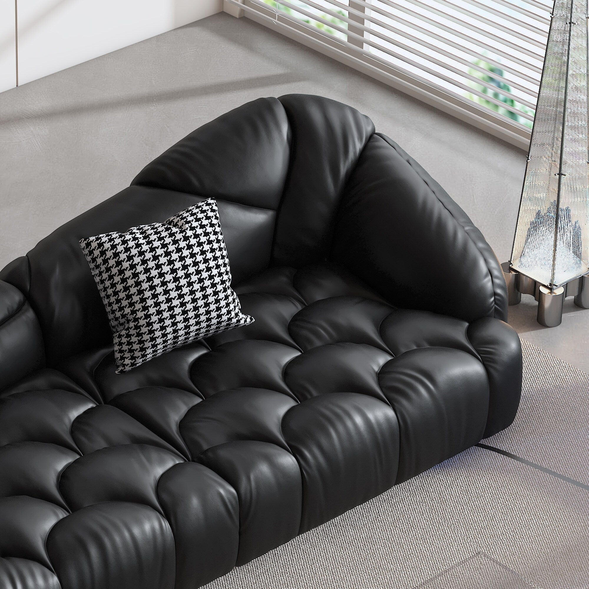 104.3 Leather Upholstered Sofa - 104.3 x 45.3