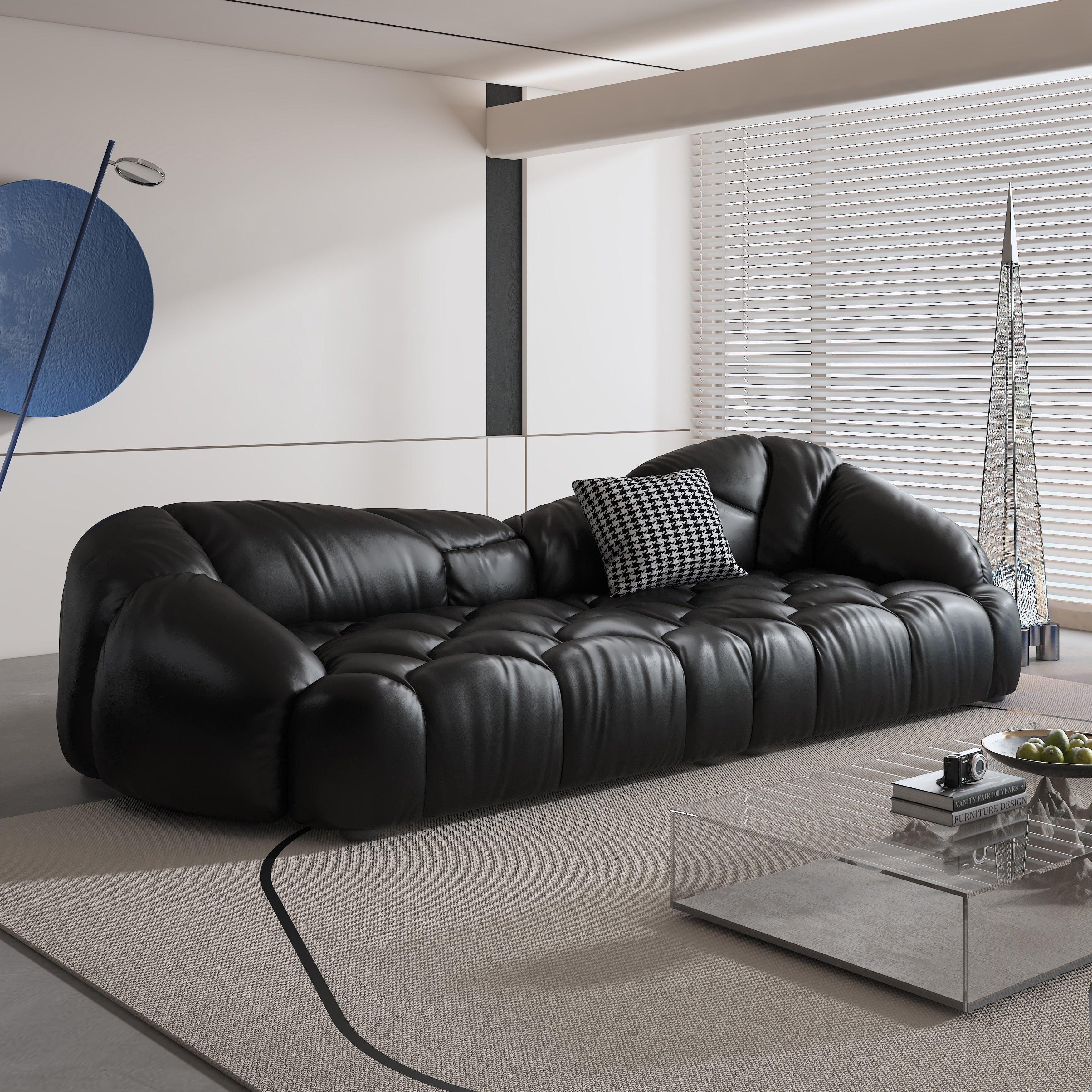 104.3 Leather Upholstered Sofa - 104.3 x 45.3