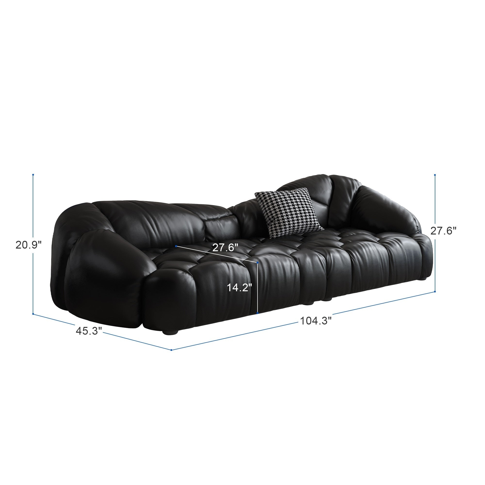 104.3 Leather Upholstered Sofa - 104.3 x 45.3