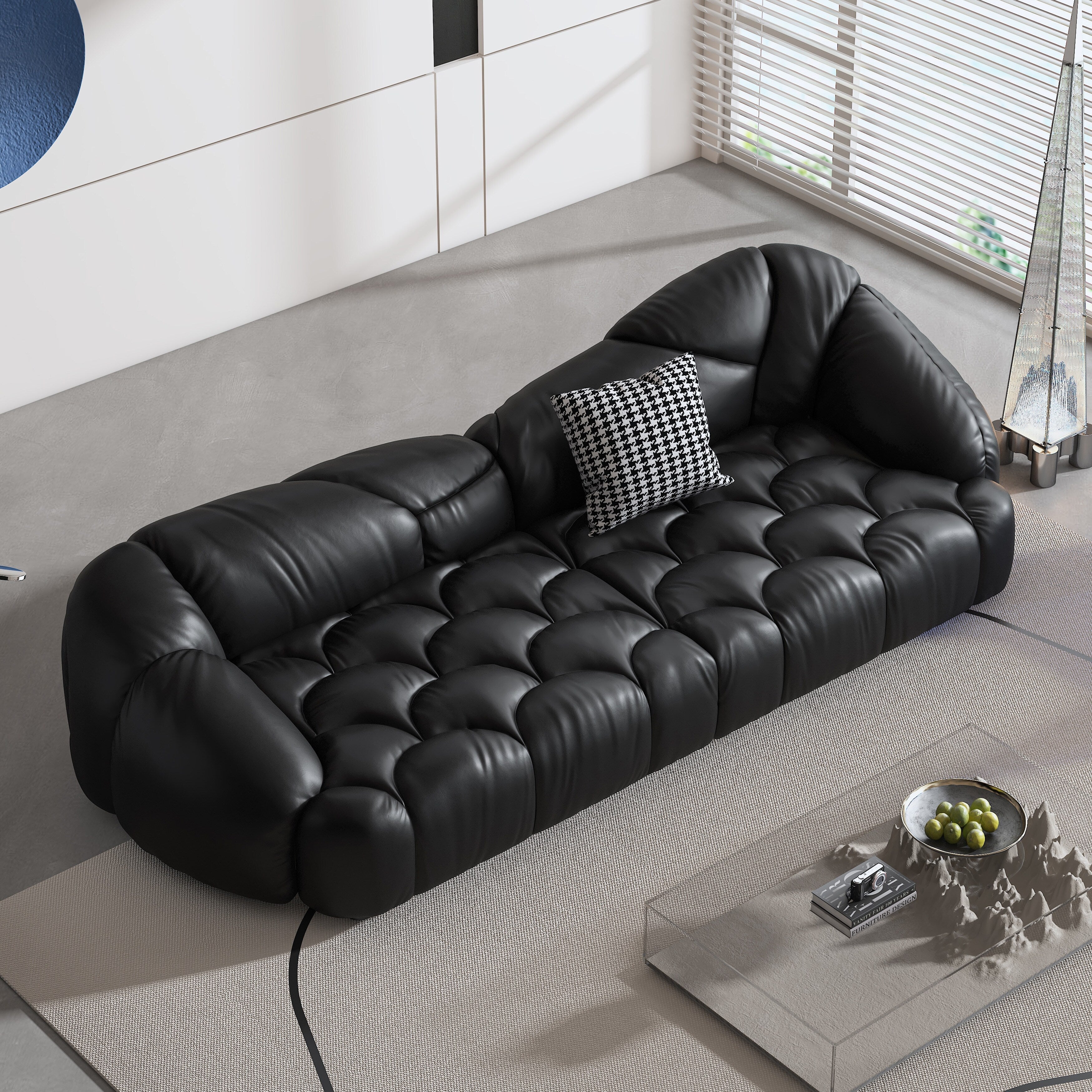 104.3 Leather Upholstered Sofa - 104.3 x 45.3