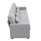 104 4-Seater Modern Linen Fabric Sofa with Armrest Pockets and 4 Pillows