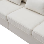 104 4-Seater Modern Linen Fabric Sofa with Armrest Pockets and 4 Pillows