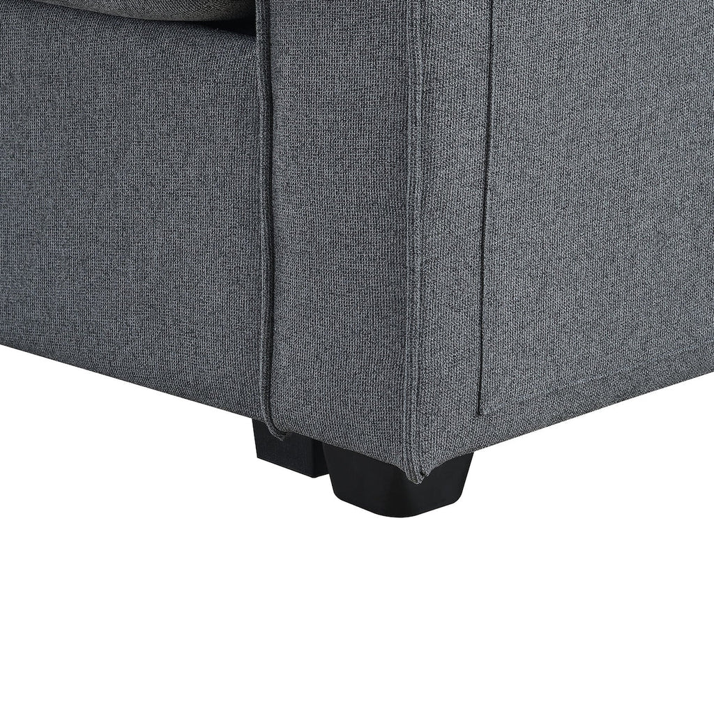 104 4-Seater Modern Linen Fabric Sofa with Armrest Pockets and 4 Pillows