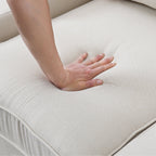 104 4-Seater Modern Linen Fabric Sofa with Armrest Pockets and 4 Pillows