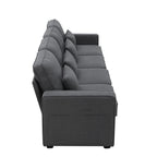 104Upholstered Sofa Couch with Armrest Pockets and 4 Pillows, 4-Seater Modern Linen Fabric Sofa Minimalist Style Couches