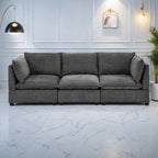 105 Chenille 3-Seater Sofa with 2-Layer Cushions, High-Resiliency Foam