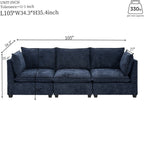 105 Chenille 3-Seater Sofa with 2-Layer Cushions, High-Resiliency Foam