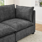 105 Chenille 3-Seater Sofa with 2-Layer Cushions, High-Resiliency Foam