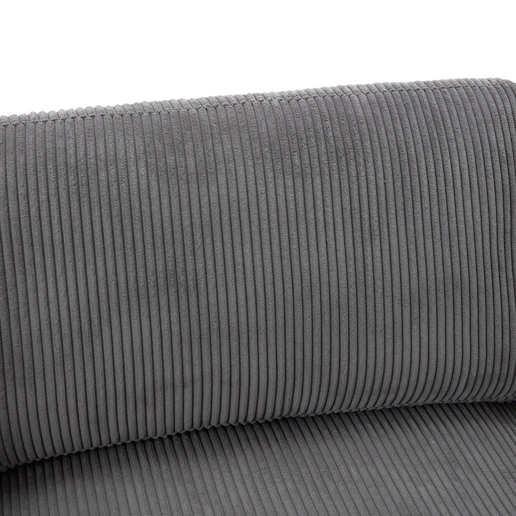 105 Corduroy Upholstered 3-seater Sofa with Removable Back Cushions and 5 Pillows for Living Room