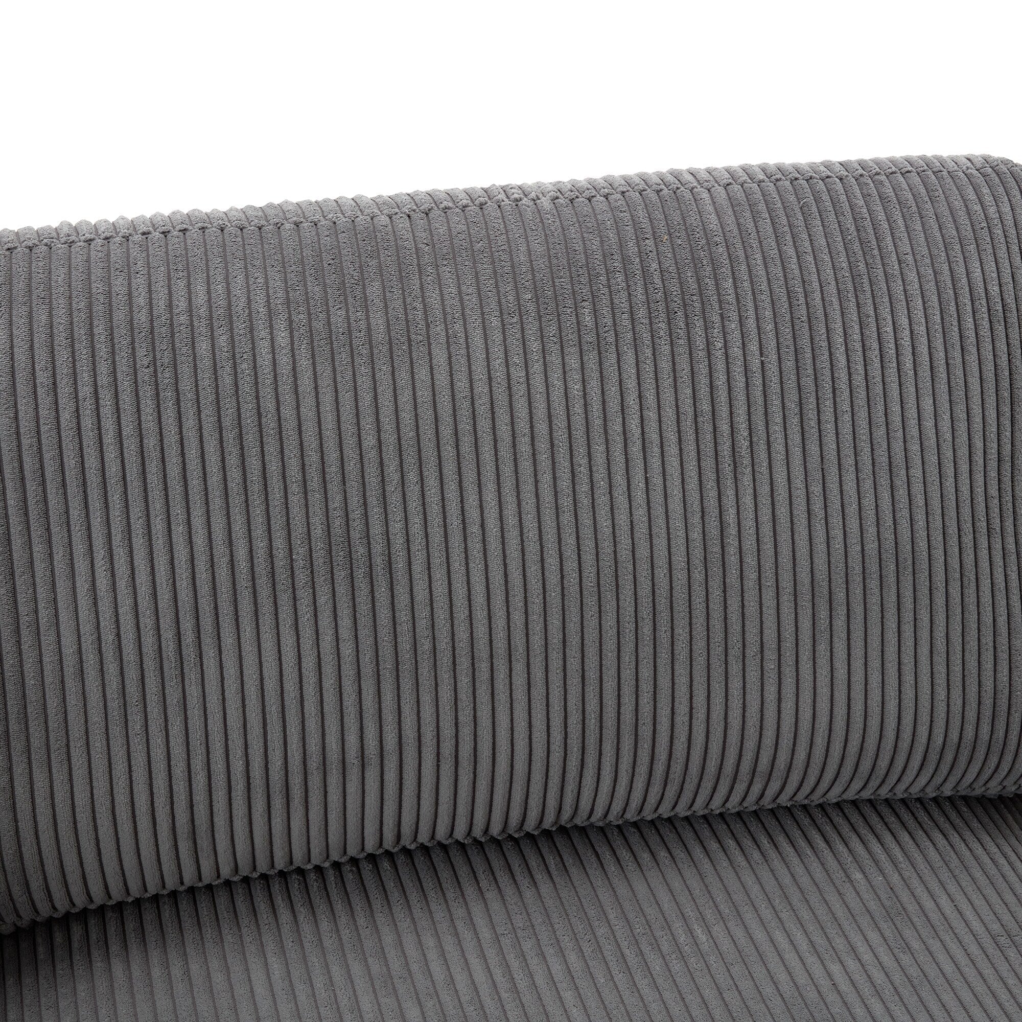 105 Corduroy Upholstered 3-seater Sofa with Removable Back Cushions and 5 Pillows for Living Room