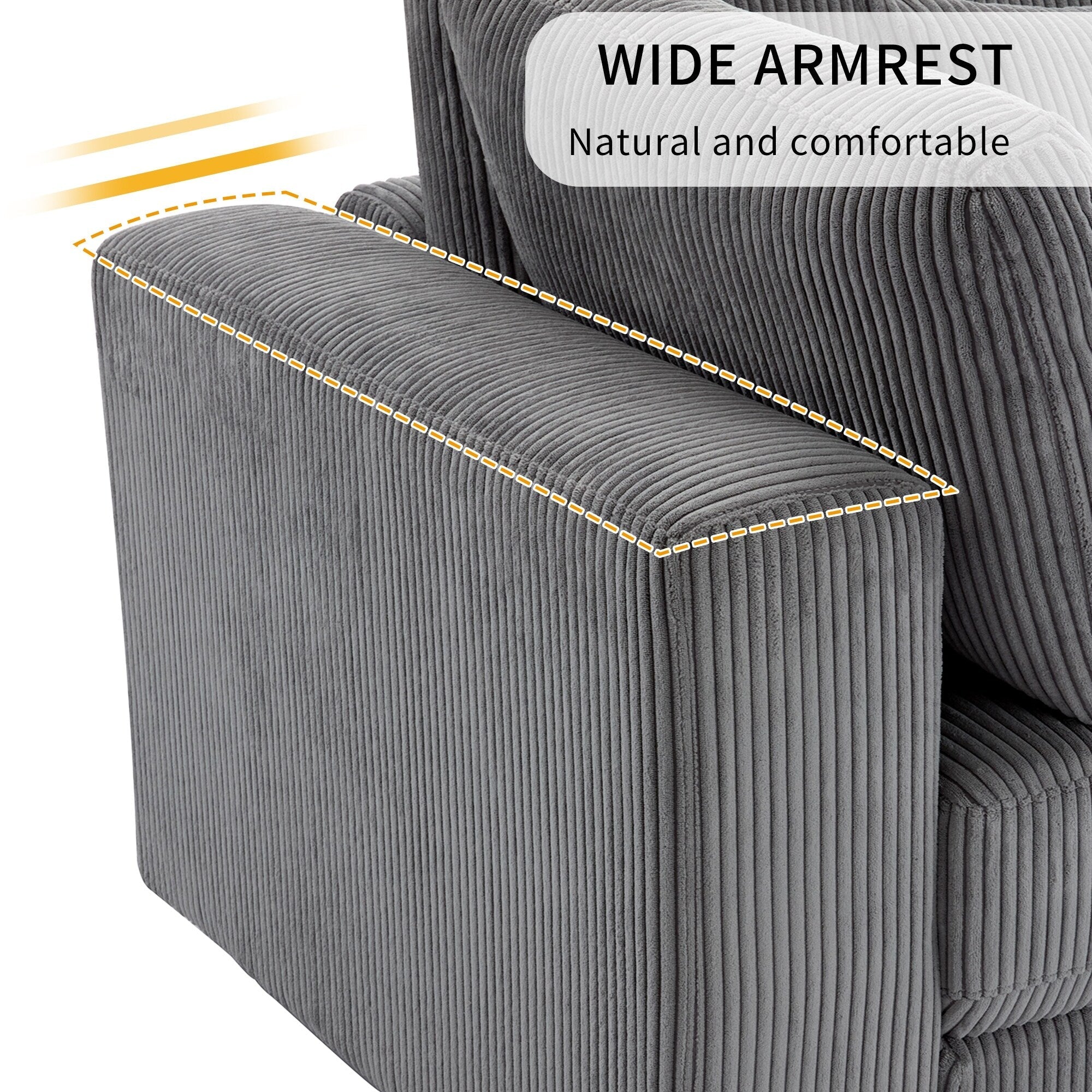 105 Corduroy Upholstered 3-seater Sofa with Removable Back Cushions and 5 Pillows for Living Room