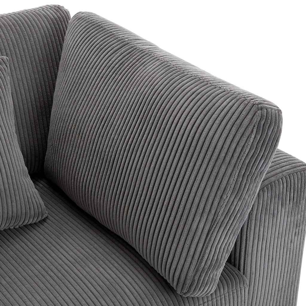 105 Corduroy Upholstered 3-seater Sofa with Removable Back Cushions and 5 Pillows for Living Room